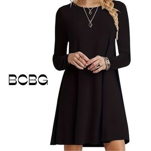 BCBGMaxAzria Black Teeshirt Long Sleeve Dress NWOT Size S